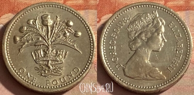 Великобритания 1 фунт 1984 года, KM# 934, 359p-089 ♛