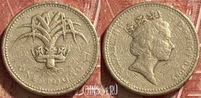 Великобритания 1 фунт 1985 года, KM# 941, 311q-006