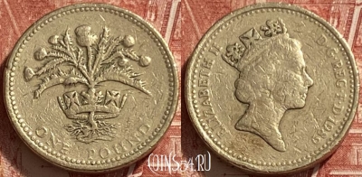 Великобритания 1 фунт 1989 года, KM# 959, 311q-002