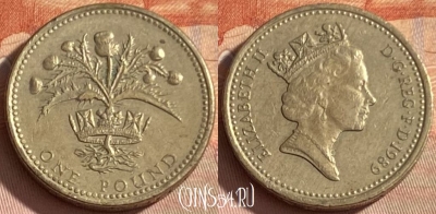 Великобритания 1 фунт 1989 года, KM# 959, 358p-116 ♛