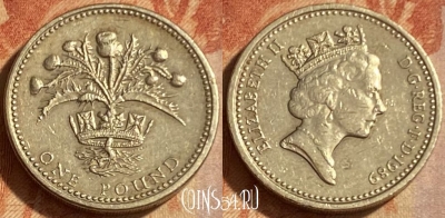Великобритания 1 фунт 1989 года, KM# 959, 462q-637 ♛