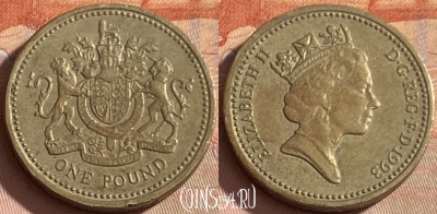 Великобритания 1 фунт 1993 года, KM# 964, 359p-082 ♛