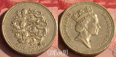 Великобритания 1 фунт 1997 года, KM# 975, 306o-008
