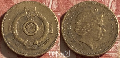 Великобритания 1 фунт 2001 года, KM# 1013, 482р-105