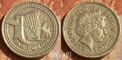 Великобритания 1 фунт 2004 года, KM# 1048, 462q-635 ♛