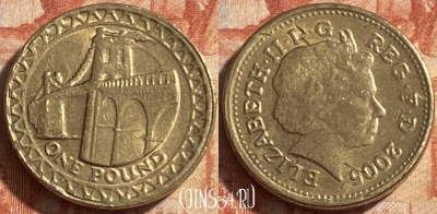 Великобритания 1 фунт 2005 г, фальшак для оборота, 488-043