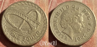 Великобритания 1 фунт 2007 года, KM# 1074, 177p-067