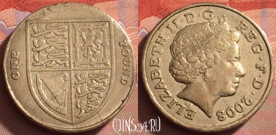 Великобритания 1 фунт 2008 года, KM# 1113, 202l-120