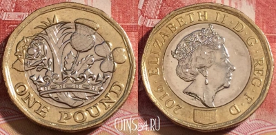 Великобритания 1 фунт 2016 года, UNC, 254-038