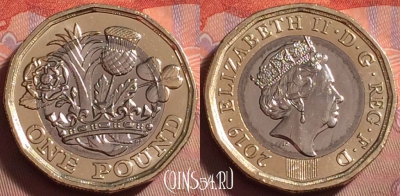 Великобритания 1 фунт 2019 года, UNC, 071k-089