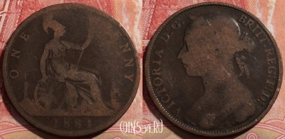 Великобритания 1 пенни 1884 года, KM# 755, 211-131 ♛