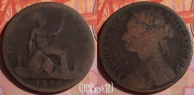 Великобритания 1 пенни 1881 года, KM# 755, 336i-088