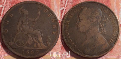 Великобритания 1 пенни 1887 года, KM# 755, 254-125 ♛