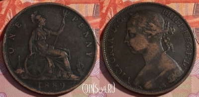 Великобритания 1 пенни 1889 года, KM# 755, 153b-115 ♛