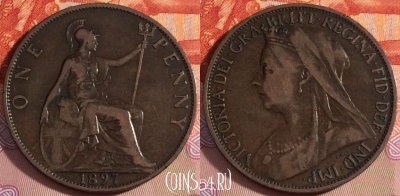 Великобритания 1 пенни 1897 года, KM# 790, 105b-101