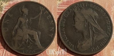 Великобритания 1 пенни 1900 года, KM# 790, 158p-062 ♛