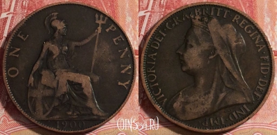 Великобритания 1 пенни 1900 года, KM# 790, a118-066