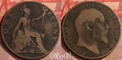 Великобритания 1 пенни 1904 года, KM# 794, 444-123