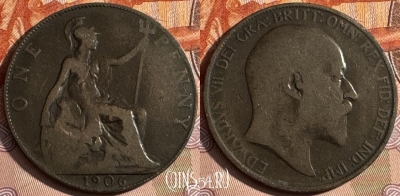 Великобритания 1 пенни 1906 года, KM# 794, 248s-131 ♛
