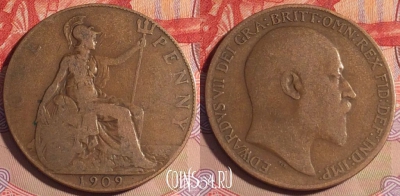 Великобритания 1 пенни 1909 года, KM# 794, 202a-001