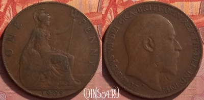 Великобритания 1 пенни 1909 года, KM# 794, 340l-017
