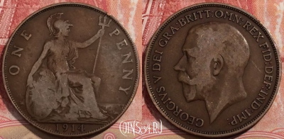 Великобритания 1 пенни 1914 года, KM# 810, 207-126