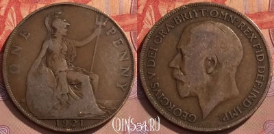 Великобритания 1 пенни 1921 года, KM# 810, 118l-136