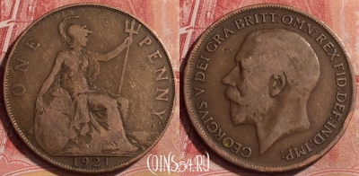 Великобритания 1 пенни 1921 года, KM# 810, 174l-100