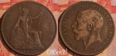 Великобритания 1 пенни 1921 года, KM# 810, 191o-082