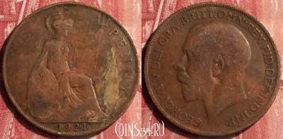 Великобритания 1 пенни 1921 года, KM# 810, 407-043