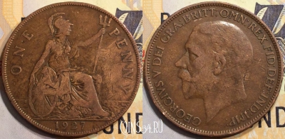Великобритания 1 пенни 1927 года, KM# 826, 132-002