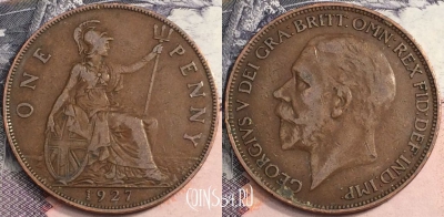 Великобритания 1 пенни 1927 года, KM# 826, a085-035