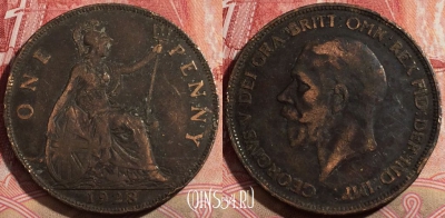 Великобритания 1 пенни 1928 года, KM# 838, 211-065