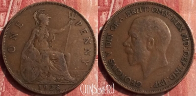 Великобритания 1 пенни 1928 года, KM# 838, 407-136
