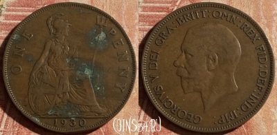 Великобритания 1 пенни 1930 года, KM# 838, 160p-033
