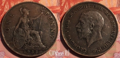 Великобритания 1 пенни 1935 года, KM# 838, 226a-104