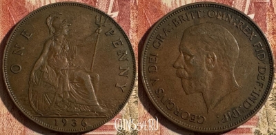 Великобритания 1 пенни 1936 года, KM# 838, 505s-053