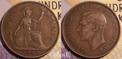 Великобритания 1 пенни 1940 года, KM# 845, 187a-019