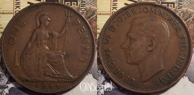 Великобритания 1 пенни 1944 года, KM# 845, 239-128