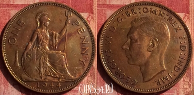 Великобритания 1 пенни 1944 года, KM# 845, 353o-081