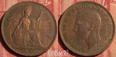Великобритания 1 пенни 1946 года, KM# 845, 386o-074