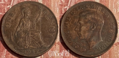Великобритания 1 пенни 1947 года, KM# 845, 167q-068 ♛