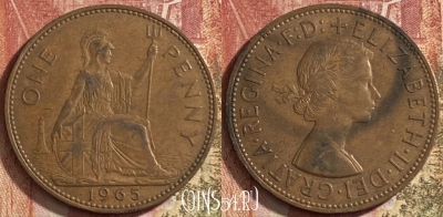 Великобритания 1 пенни 1965 года, KM# 897, 063p-030