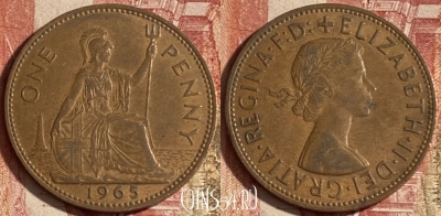 Великобритания 1 пенни 1965 года, KM# 897, 232p-033 ♛