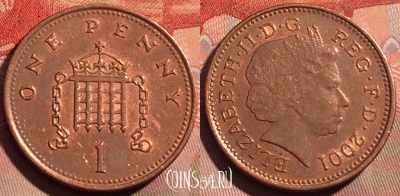 Великобритания 1 пенни 2001 года, KM# 986, 274a-098
