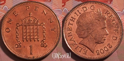 Великобритания 1 пенни 2005 года, KM# 986, a130-085
