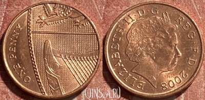 Великобритания 1 пенни 2008 года, KM# 1107, 082r-004