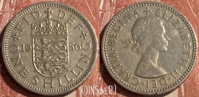 Великобритания 1 шиллинг 1956 года, KM# 904, 075s-028