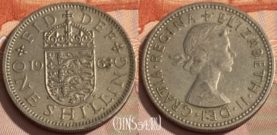 Великобритания 1 шиллинг 1963 года, KM# 904, 285q-125