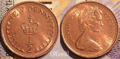 Великобритания 1/2 пенни 1971 года, KM# 914, 142-103